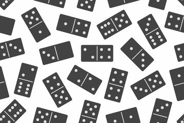 Domino Stones in Black Seamless pattern on white background. Board game
