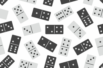 Domino Stones in Black and white Seamless pattern on white background. Board game