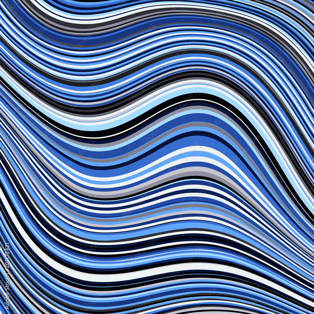 Leinwandbilder Abstract vector pattern. Curved wavy psychedelic irregular lines.