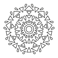 Obraz premium Simple Mandala Shape for Coloring or Decoration. Geometric Mandala. Oriental. Book Page. Outline.