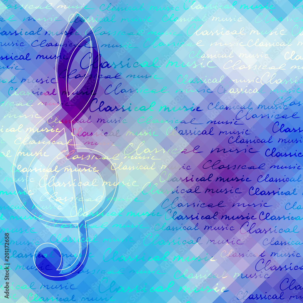 Poster classical music background pattern with the treble clef