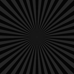 Black abstract ray burst background - comic vector graphic with radial stripe pattern