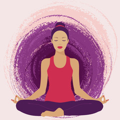 Vector illustration of a woman in a lotus pose.