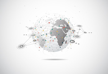 Global network connection. World map point and line composition concept of global business. Vector Illustration