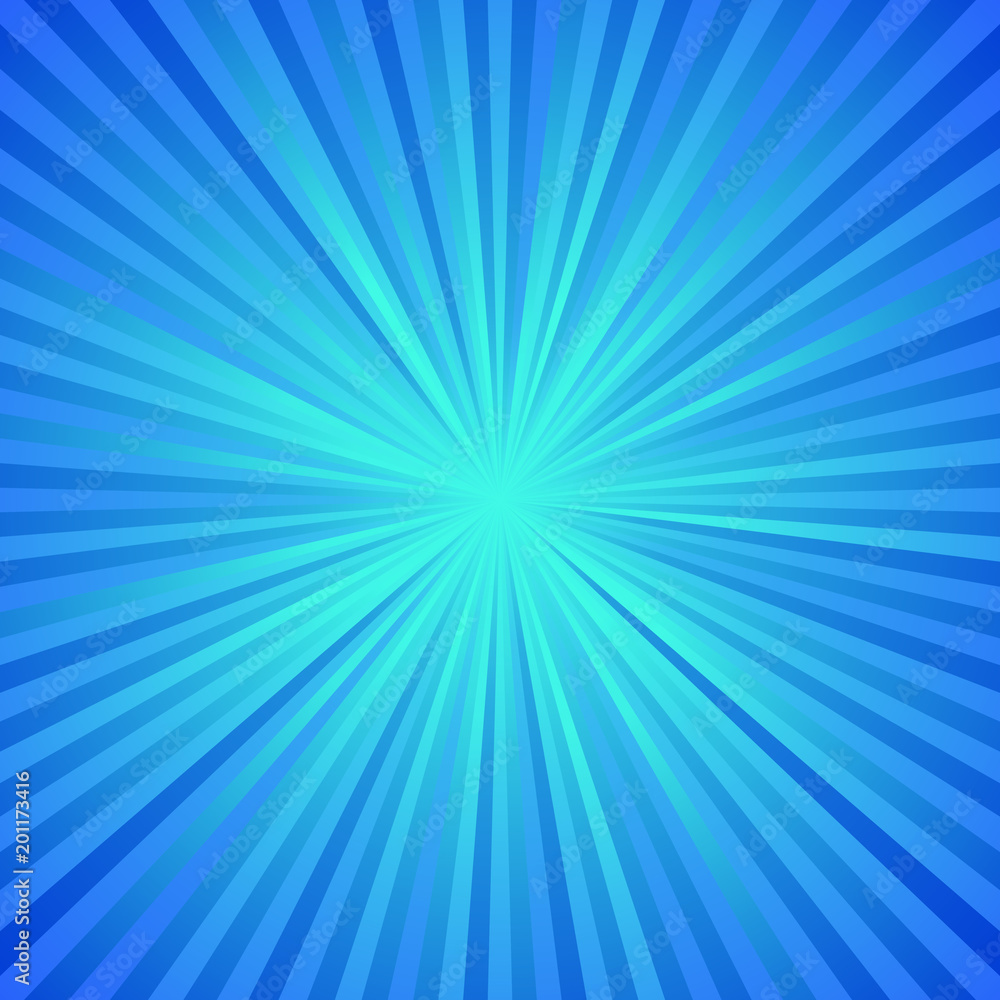 Aufkleber blue dynamic ray burst background - abstract gradient vector design from radial stripes