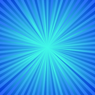 Blue dynamic ray burst background - abstract gradient vector design from radial stripes