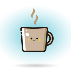Tea time icon on the blue background. Vector, illustration, eps 10.