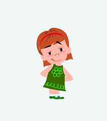 White girl smiling peacefully.