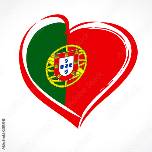 “Love Portugal, heart emblem in national flag colored. Flag of Portugal