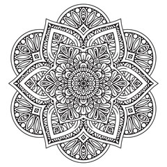 Black and white mandala vector isolated on white. Vector hand drawn circular decorative element.