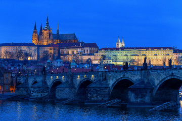 Fototapeta na wymiar Prague Charles Bridge Blue Hour