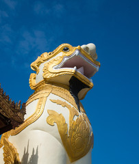 Lion guard in Myanmar Palace historical park