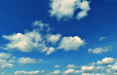 Bright cloud on beautiful blue sky , Fluffy clouds formations at tropical zone
