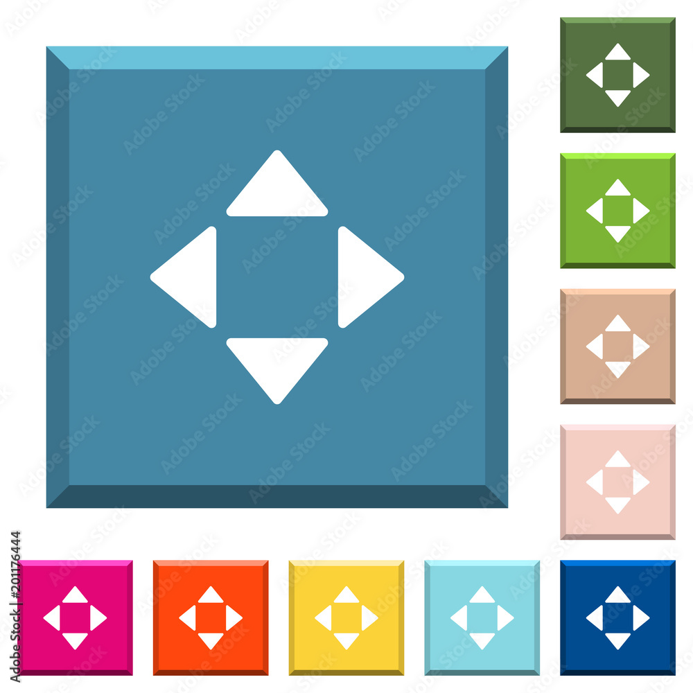 Poster control arrows white icons on edged square buttons