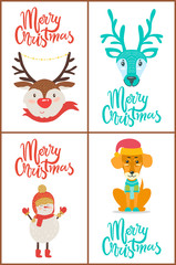 Merry Christmas Greeting Cards Vector Illustration