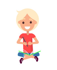 Boy in Sitting Position Isolated Illustration