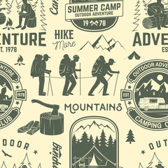 Summer camp seamless pattern or background.