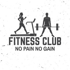 Fitness club. No pain no gain. Vector. For fitness centers emblems, gym signs