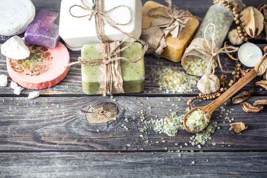 Spa still life on a wooden background