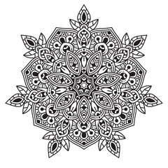 Black and white mandala vector isolated on white. Vector hand drawn circular decorative element.