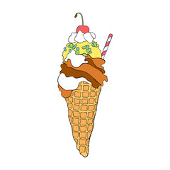 Ice cream. Isolated vector object on white background.