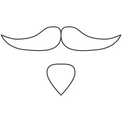 Line art black and white moustache beard set