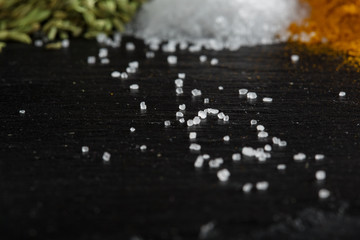 Spices sea solt  on the stone surface
