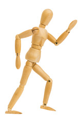 wooden figure in running action