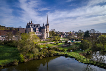 Fototapeta na wymiar Air view of Ahorn castle