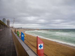Obraz premium Barcelona, Spain - april 11, 2018:image of the beach of Barcelona