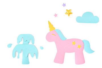 Unicorn paper cut on white background - isolated © niradj