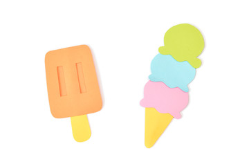 Ice cream paper cut on white background - isolated