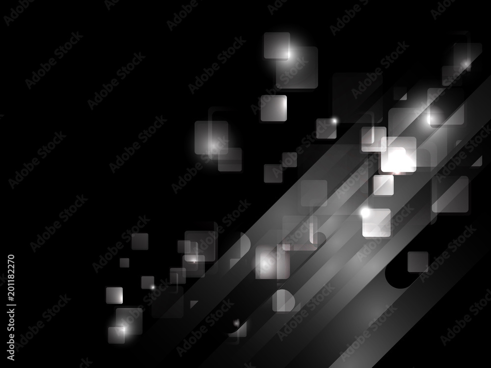 Poster abstract rounded rectangle overlapping vector on black background