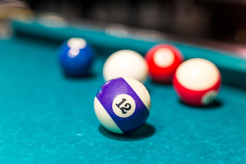 Selective focus on billiard ball number twelve