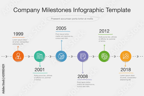 vector infographic for company milestones timeline template in