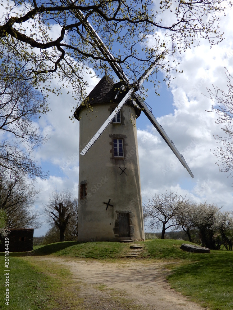 Poster moulin à vent de bel-air, la rabatalière, vendée, france