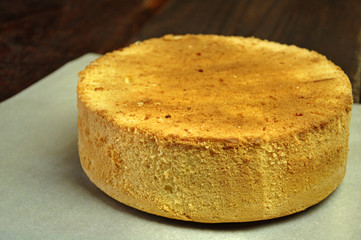 Sponge cake on paper background