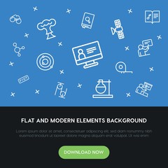 science, education outline vector icons and elements background concept on blue background...Multipurpose use on websites, presentations, brochures and more