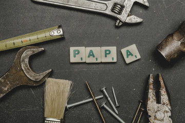 Fathers day concept -  Papa texts with letters