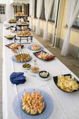 buffet of appetizers. Table set with various appetizers, italian food