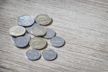 Icelandic Krona coins,money of Iceland on wooden background