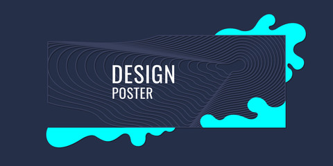 Organic forms with dynamic waves and lines on a dark background. Vector.