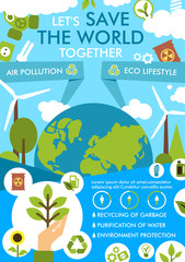 Fototapeta premium Environment and ecology protection flat banner