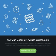 science, education outline vector icons and elements background concept on blue background...Multipurpose use on websites, presentations, brochures and more