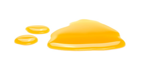Puddle of orange juice isolated on white background, clipping path
