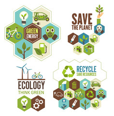 Ecology protection, green energy and recycle icon