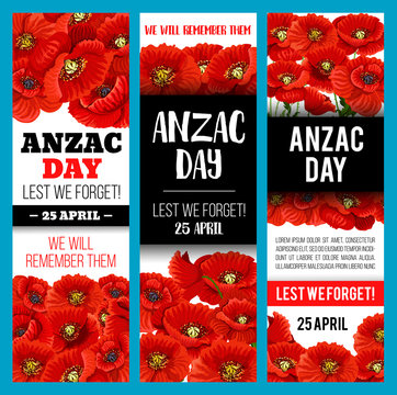 Poppy flower banner for Anzac Remembrance Day