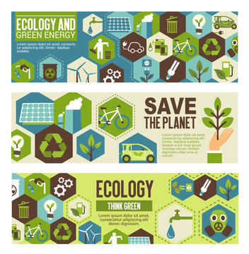 Ecology and green energy eco banner design