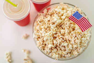 Popcorn in glass bowl
