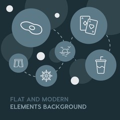 food, drinks, travel outline vector icons and elements background with circle bubbles networks...Multipurpose use on websites, presentations, brochures and more